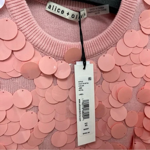 Alice + Olivia Delfina Wool Cropped Size XS Women's Crop Knit Sweater NWT - Picture 4 of 15